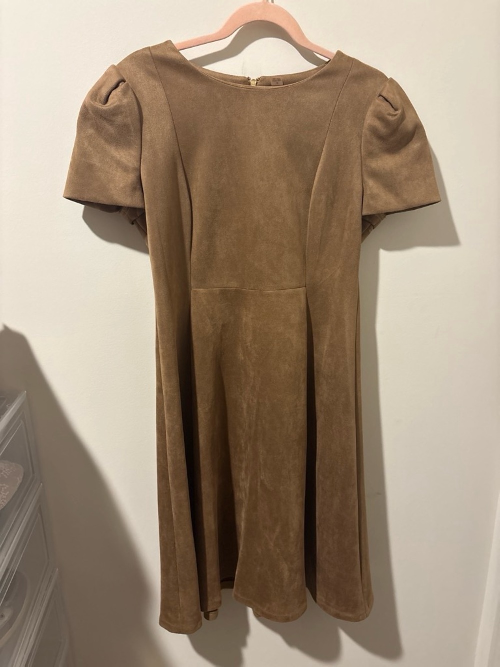 Calvin Klein Brown Suede-Look Midi Dress
